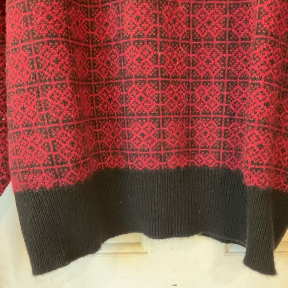 Alan Paine Men’s Cashmere Sweater XL, maroon with black print and details, Lux! - Picture 7 of 13